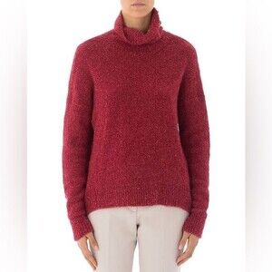 Peserico Alpaca Mohair Silk Blend Turtleneck Sweater in Muted Raspberry Color 4